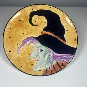 Certified International Janet Wecker Frisch Halloween Witch Plate 8.25”